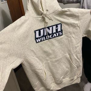 cream colored UNH hoodie, size S, champion